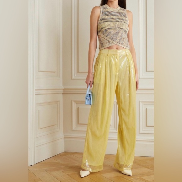 STAUD Sequined Luisa Pants in Yellow - Picture 7 of 13